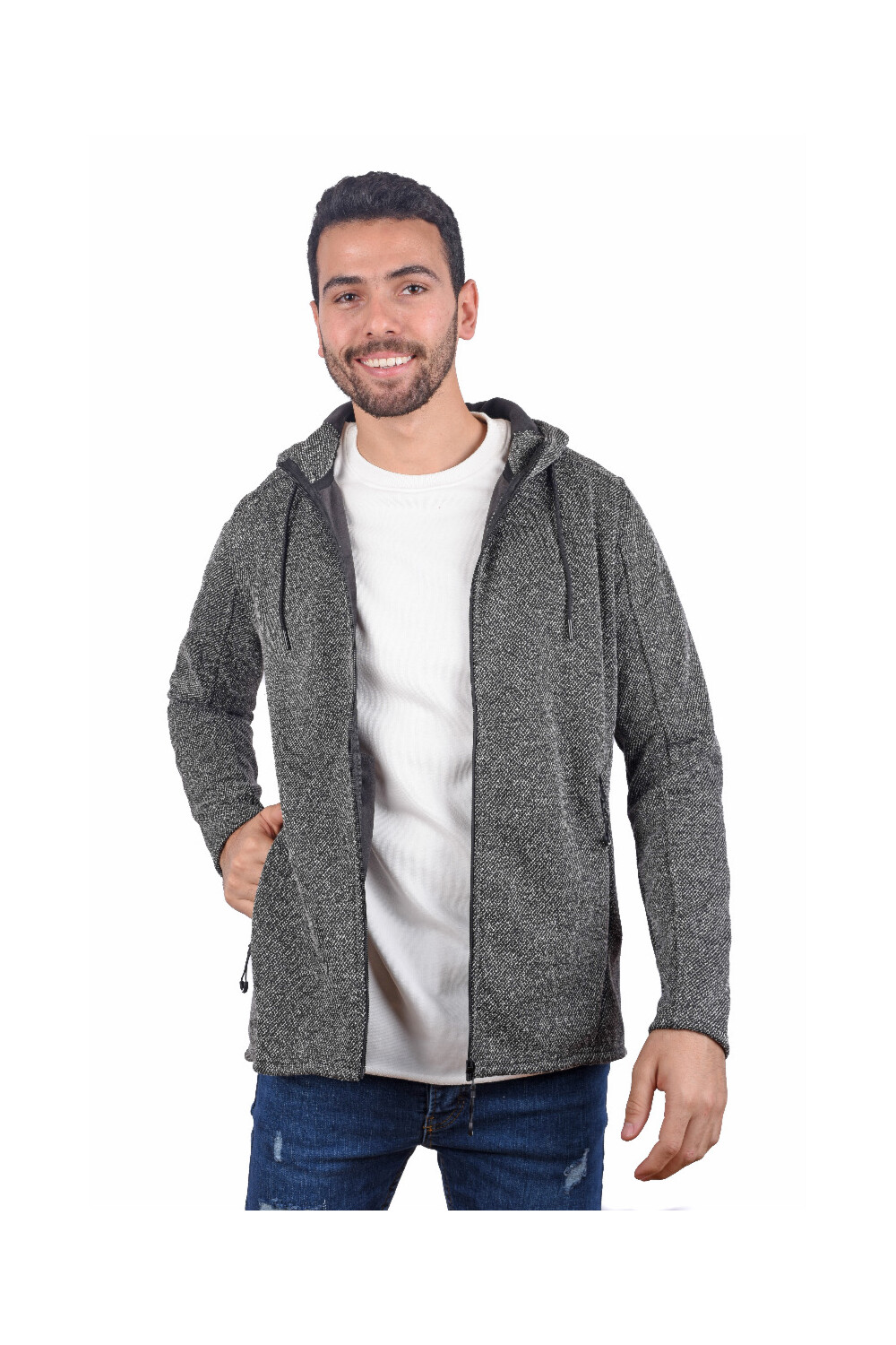 Men's Basic Hooded Full Zip Padded Sweatshirt