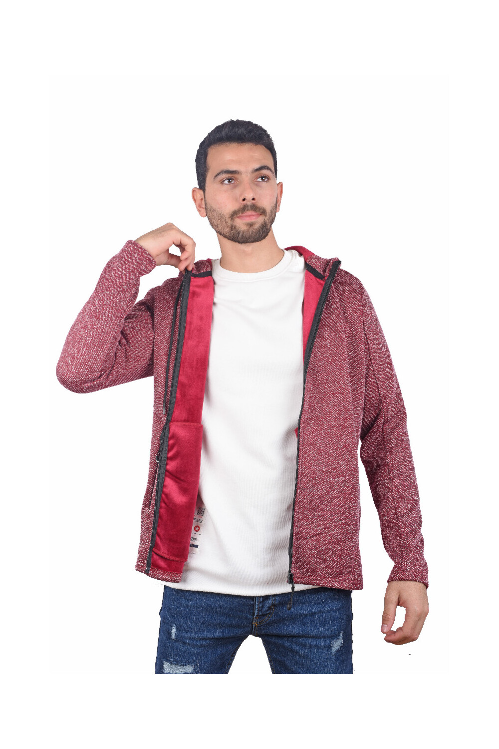 Men's Basic Hooded Full Zip Padded Sweatshirt