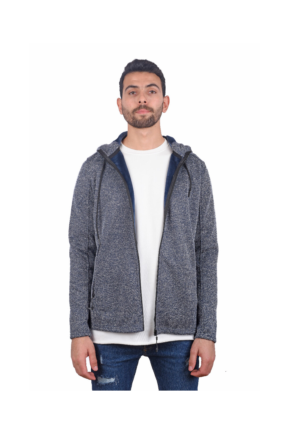 Men's Basic Hooded Full Zip Padded Sweatshirt