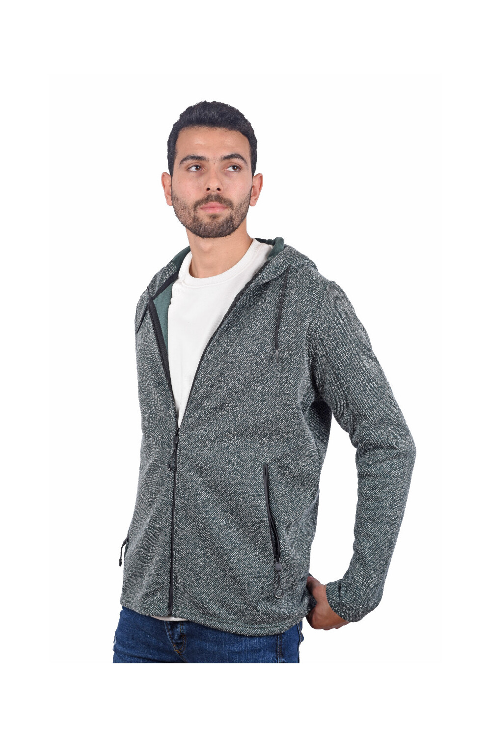 Men's Basic Hooded Full Zip Padded Sweatshirt