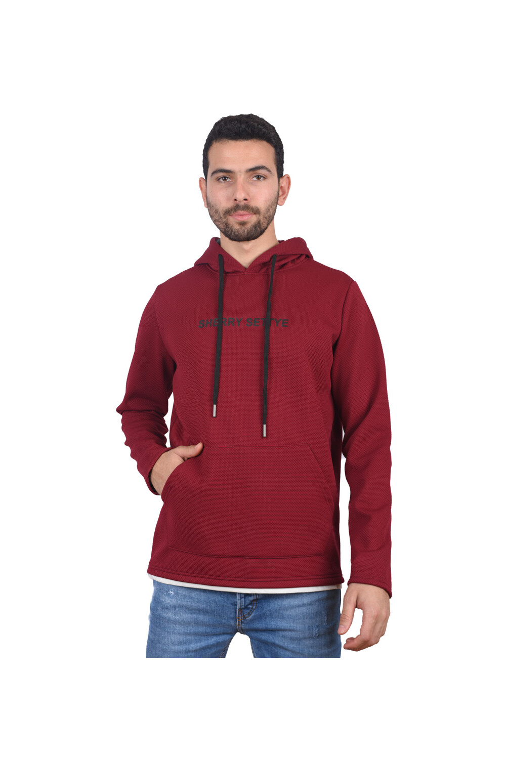 Men's Slim Fit Hooded Padded Printed Sweatshirt With Unique Style
