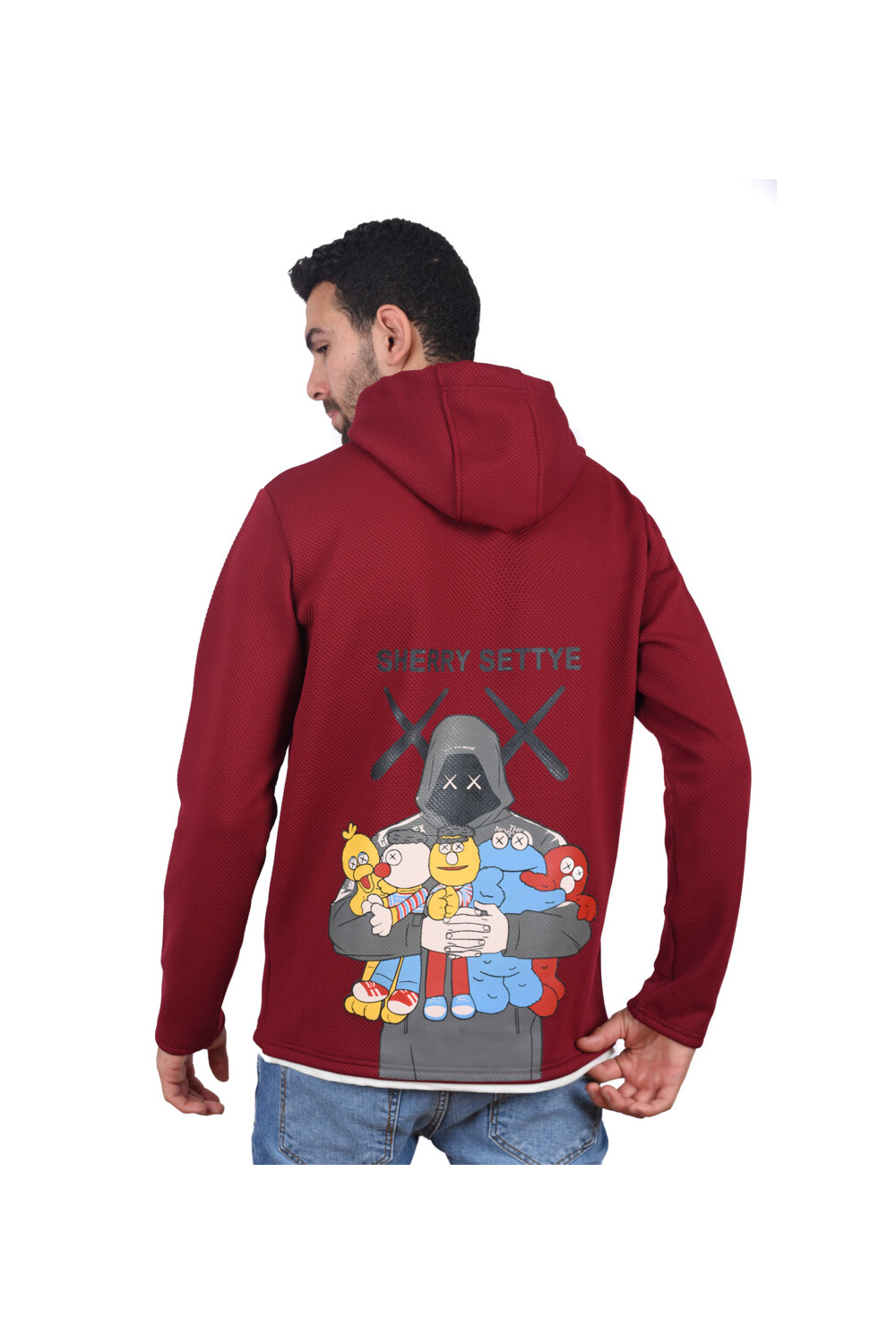 Men's Slim Fit Hooded Padded Printed Sweatshirt With Unique Style
