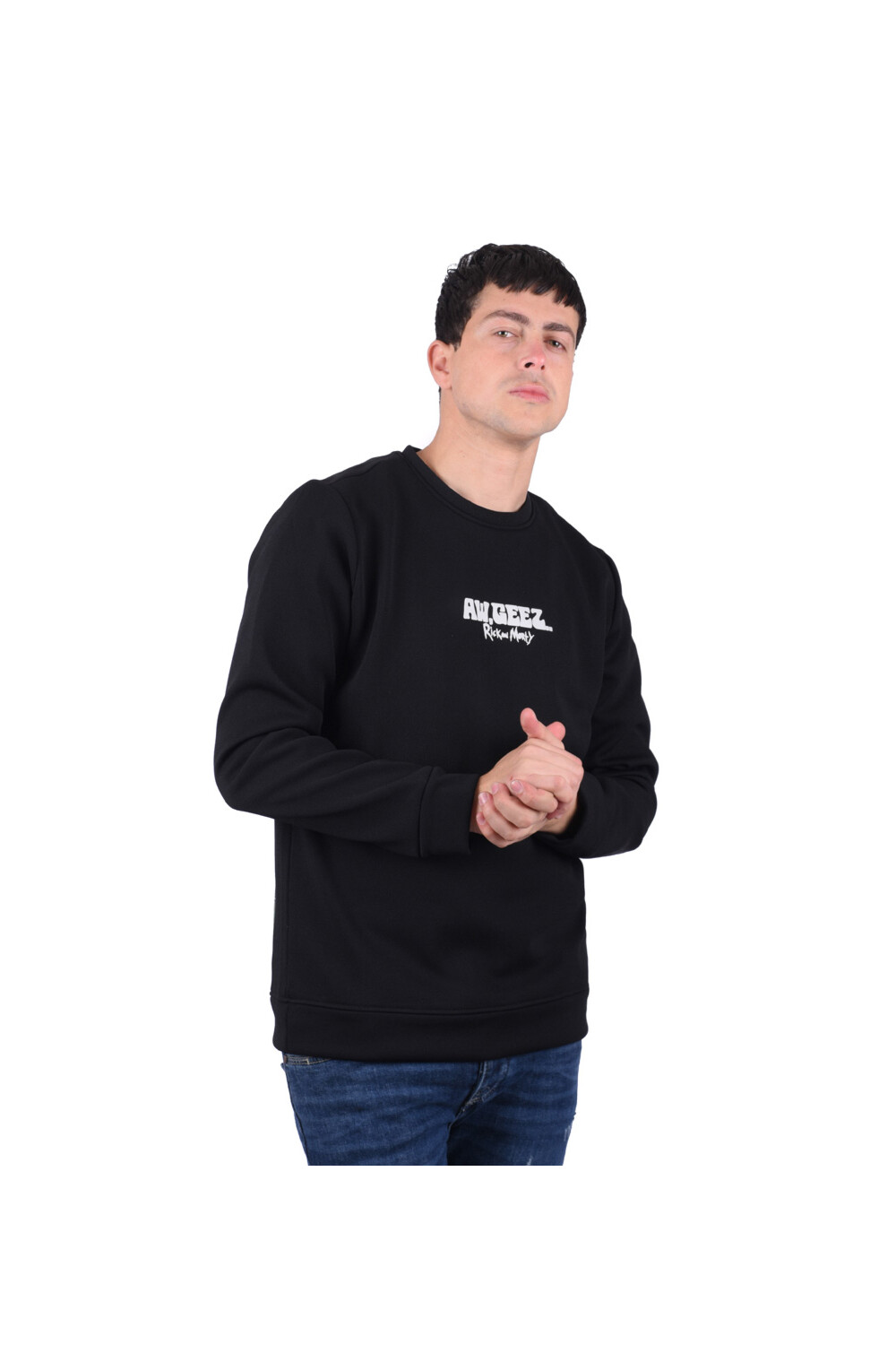 Men's Slim Fit Crew Neck Front & Back Printed Long Sleeves Padded Sweatshirt