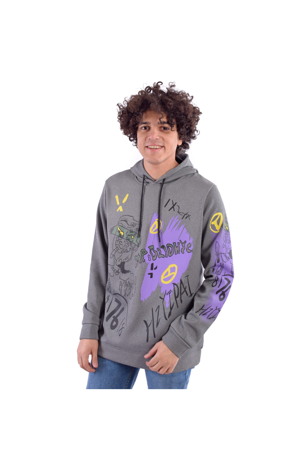 Men's Regular Fit Crew Neck Printed Long Sleeves Padded Sweatshirt