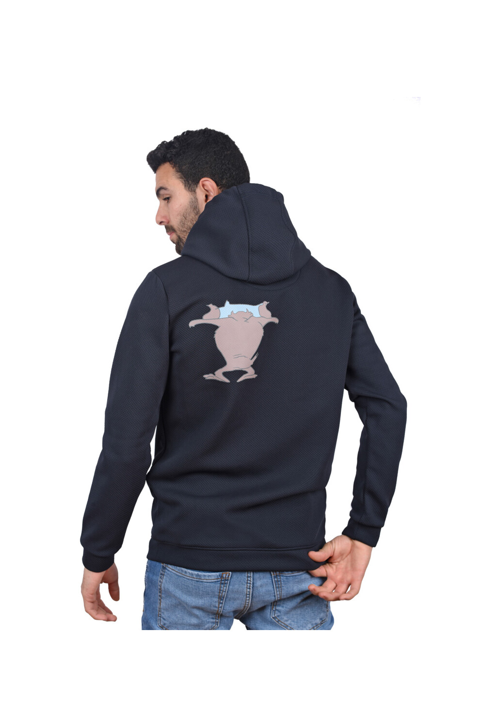 Men's Slim Fit Hooded Padded Printed Sweatshirt With Unique Style
