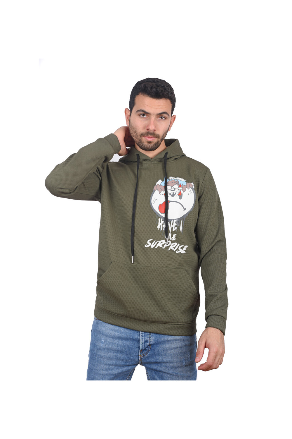 Men's Slim Fit Hooded Padded Printed Sweatshirt With Unique Style