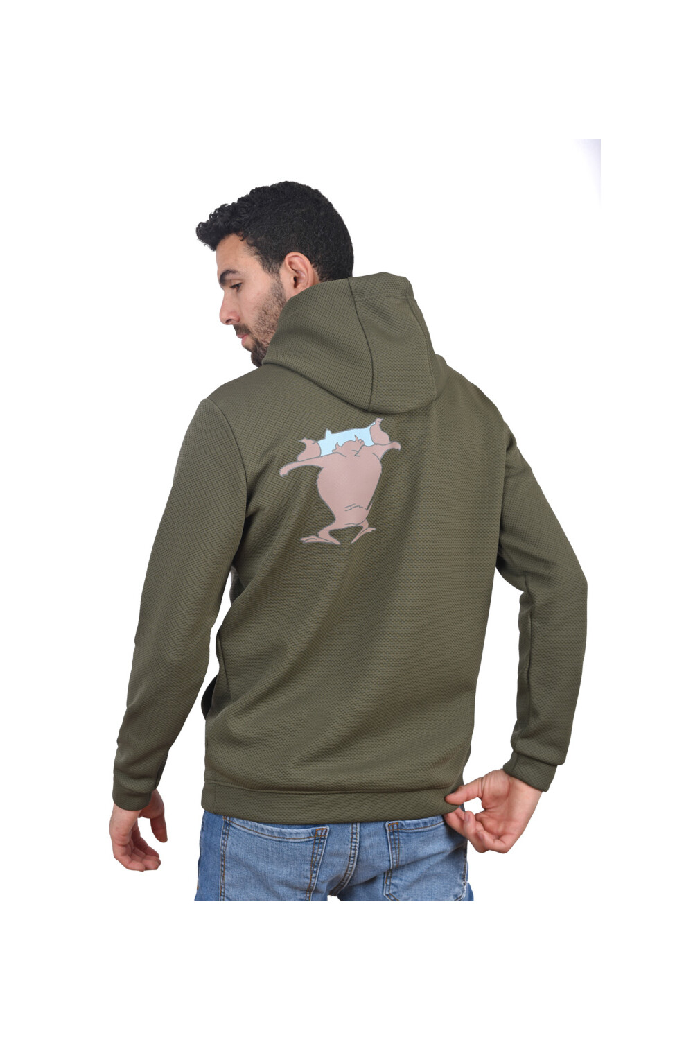 Men's Slim Fit Hooded Padded Printed Sweatshirt With Unique Style