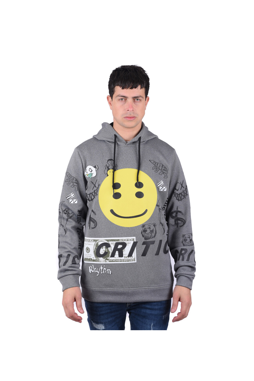 
Men's Regular Fit Crew Neck Front & Back Printed Long Sleeves Padded Sweatshirt
