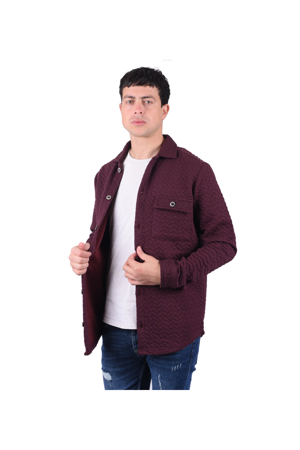 Men's Regular Fit Long Sleeve Front Pocket Wool Shirt