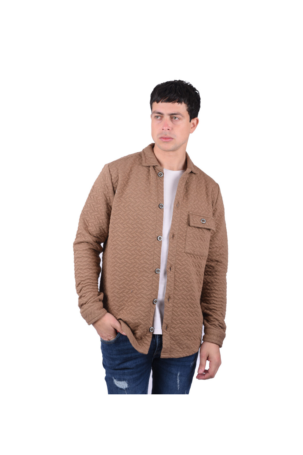 Men's Regular Fit Long Sleeve Front Pocket Wool Shirt