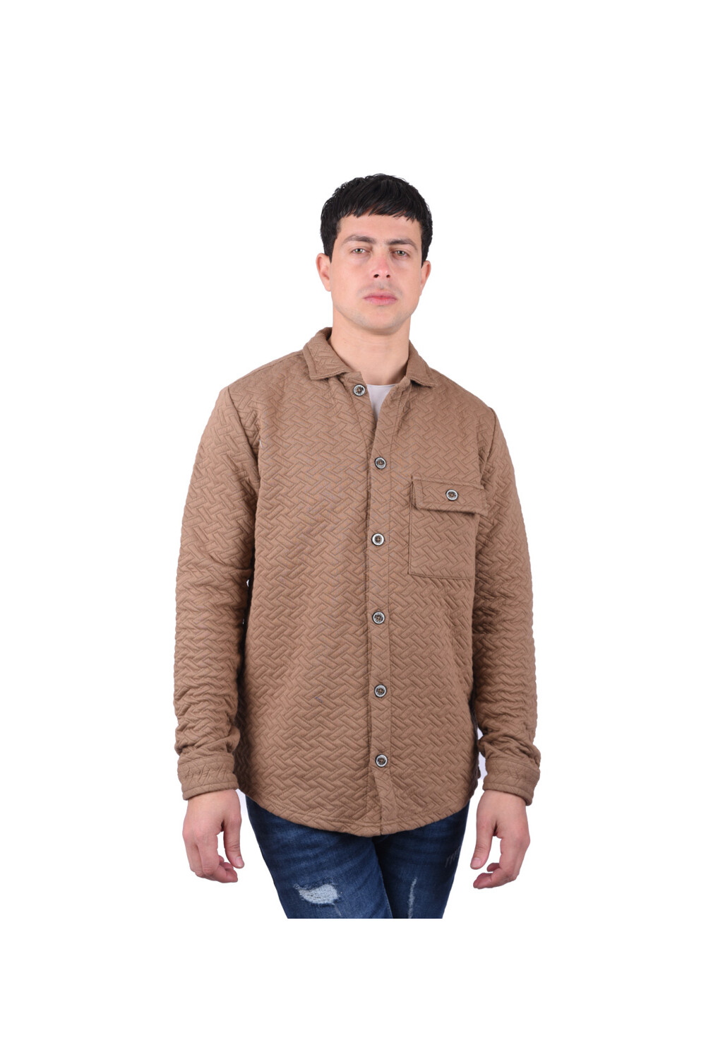 Men's Regular Fit Long Sleeve Front Pocket Wool Shirt