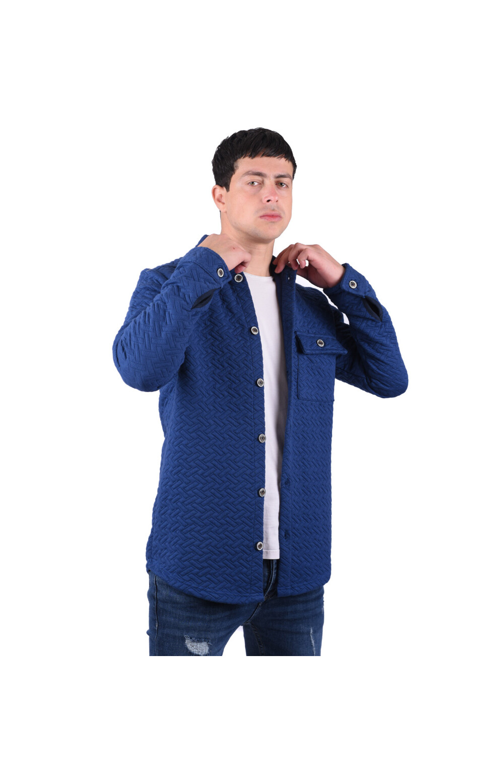 Men's Regular Fit Long Sleeve Front Pocket Wool Shirt