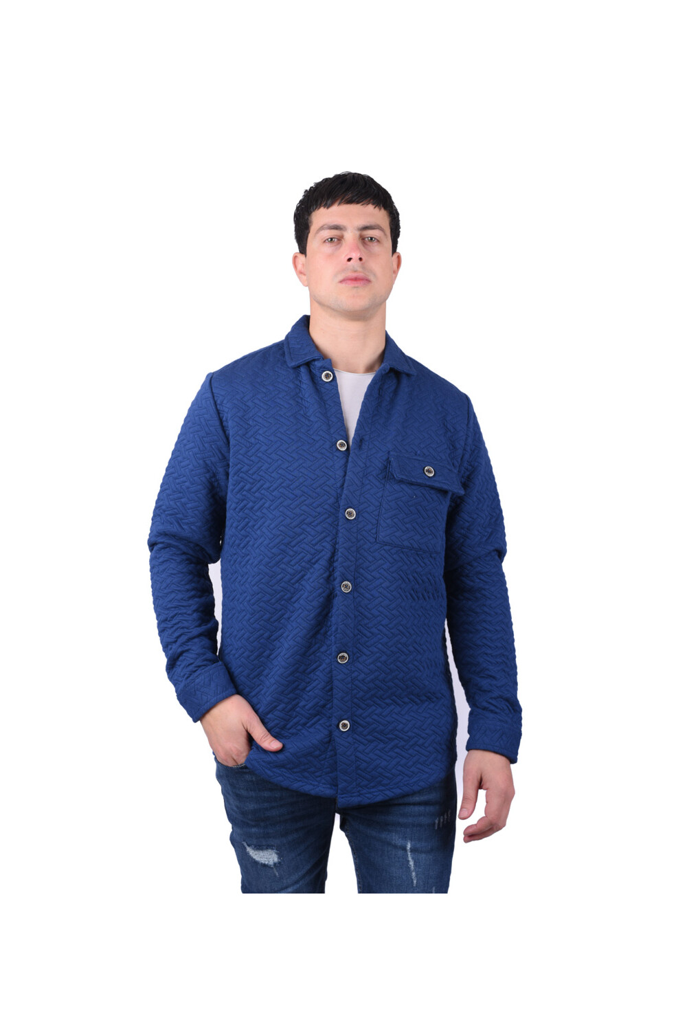 Men's Regular Fit Long Sleeve Front Pocket Wool Shirt