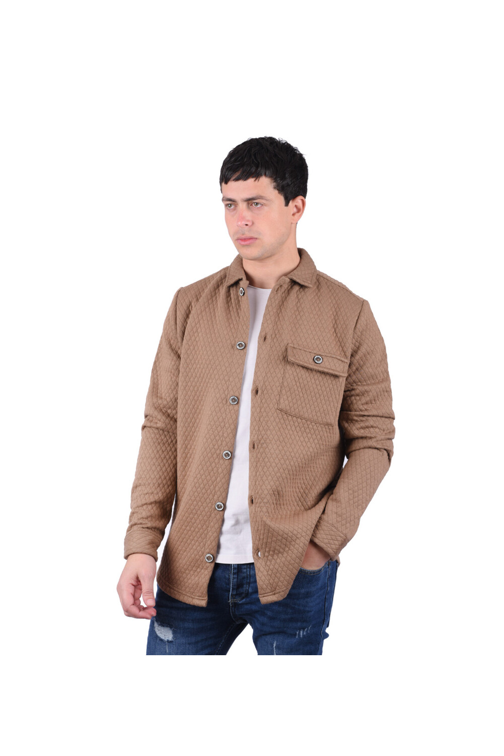 Men's Regular Fit Long Sleeve Front Pocket Wool Shirt