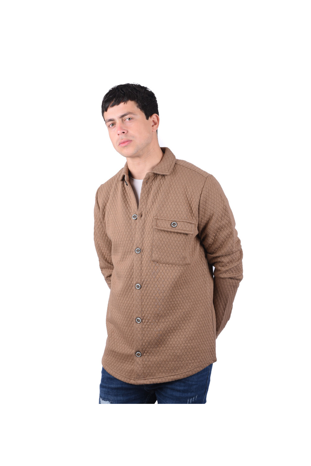 Men's Regular Fit Long Sleeve Front Pocket Wool Shirt