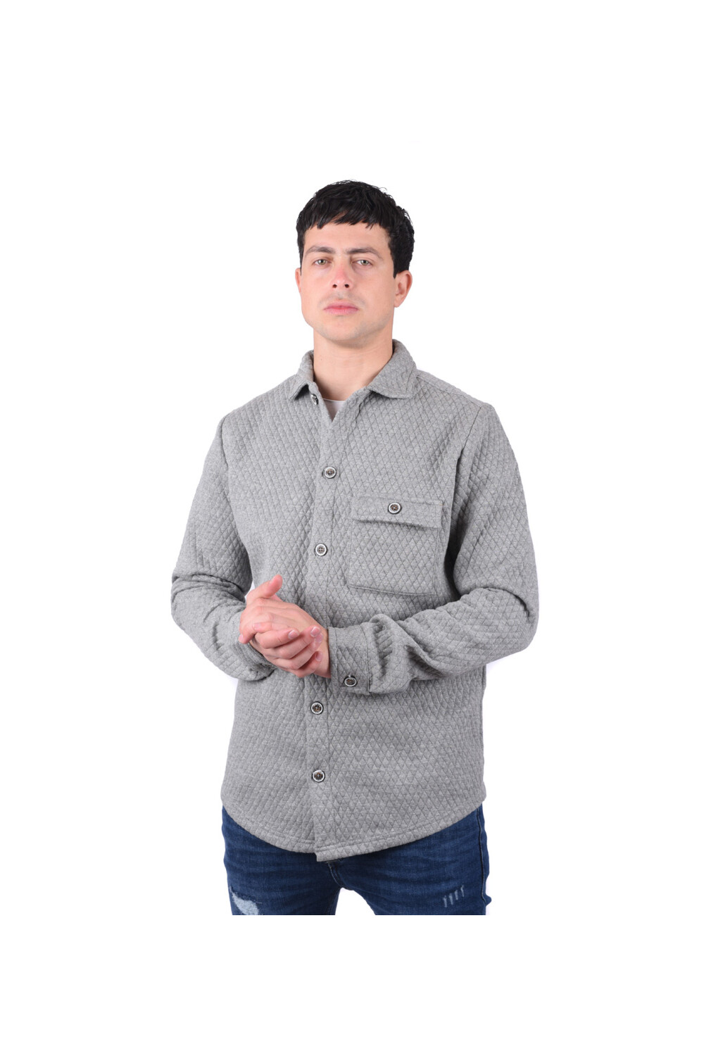 Men's Regular Fit Long Sleeve Front Pocket Wool Shirt
