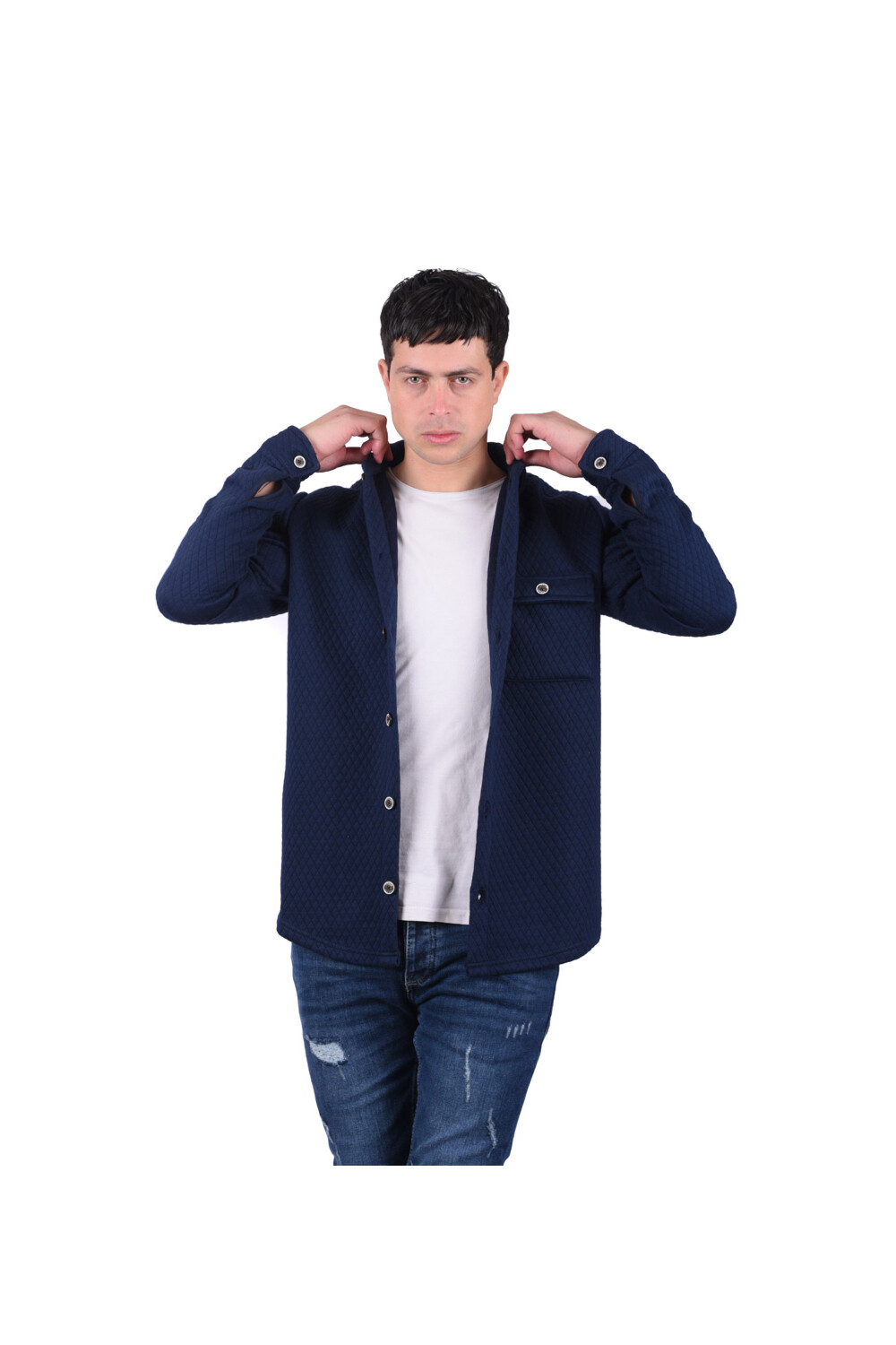 Men's Regular Fit Long Sleeve Front Pocket Wool Shirt