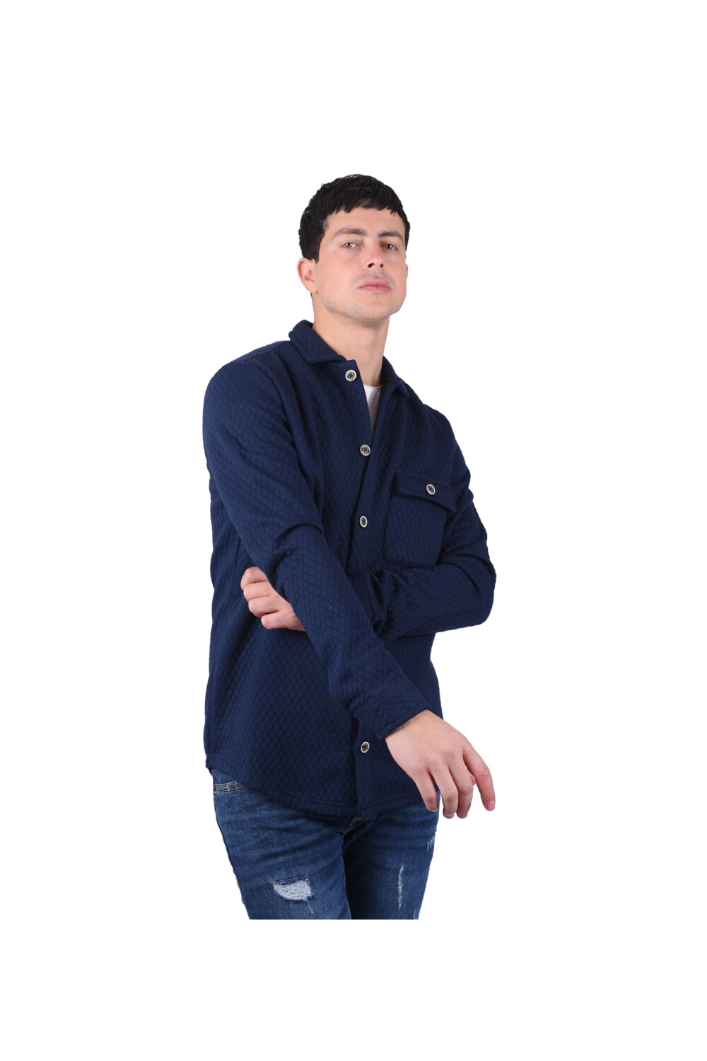 Men's Regular Fit Long Sleeve Front Pocket Wool Shirt