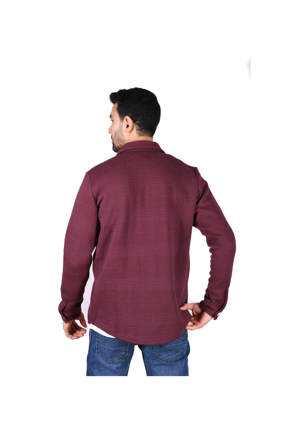 Men's Regular Fit Long Sleeve Front Pocket Wool Shirt