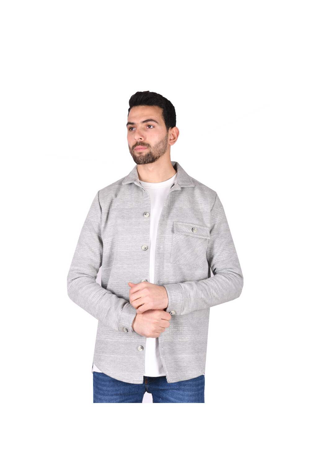 Men's Regular Fit Long Sleeve Front Pocket Wool Shirt