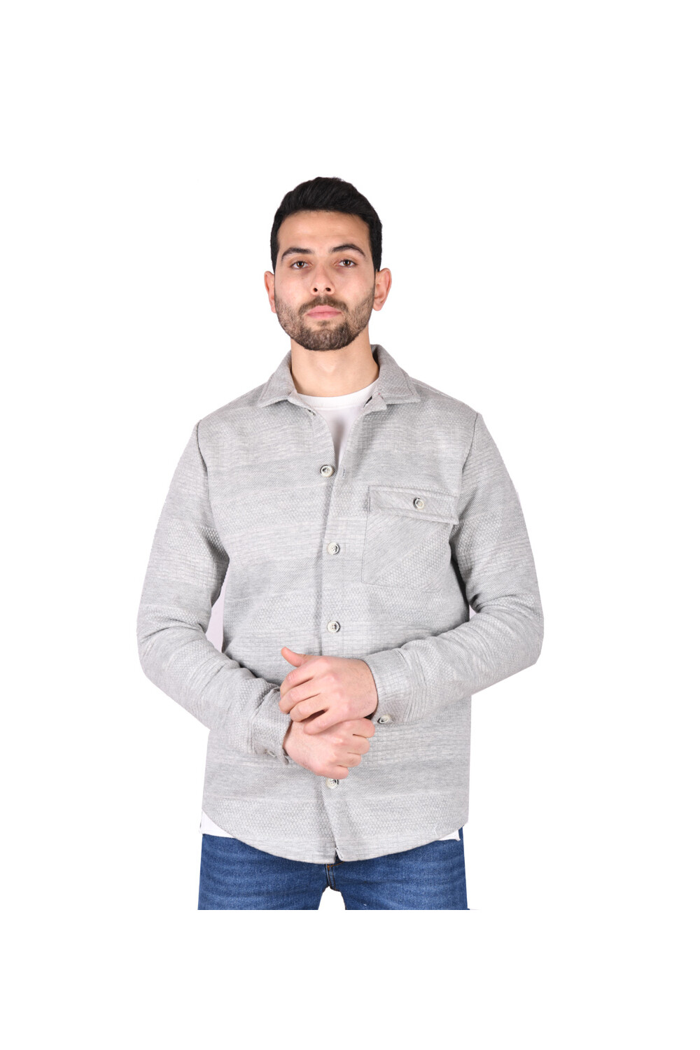 Men's Regular Fit Long Sleeve Front Pocket Wool Shirt