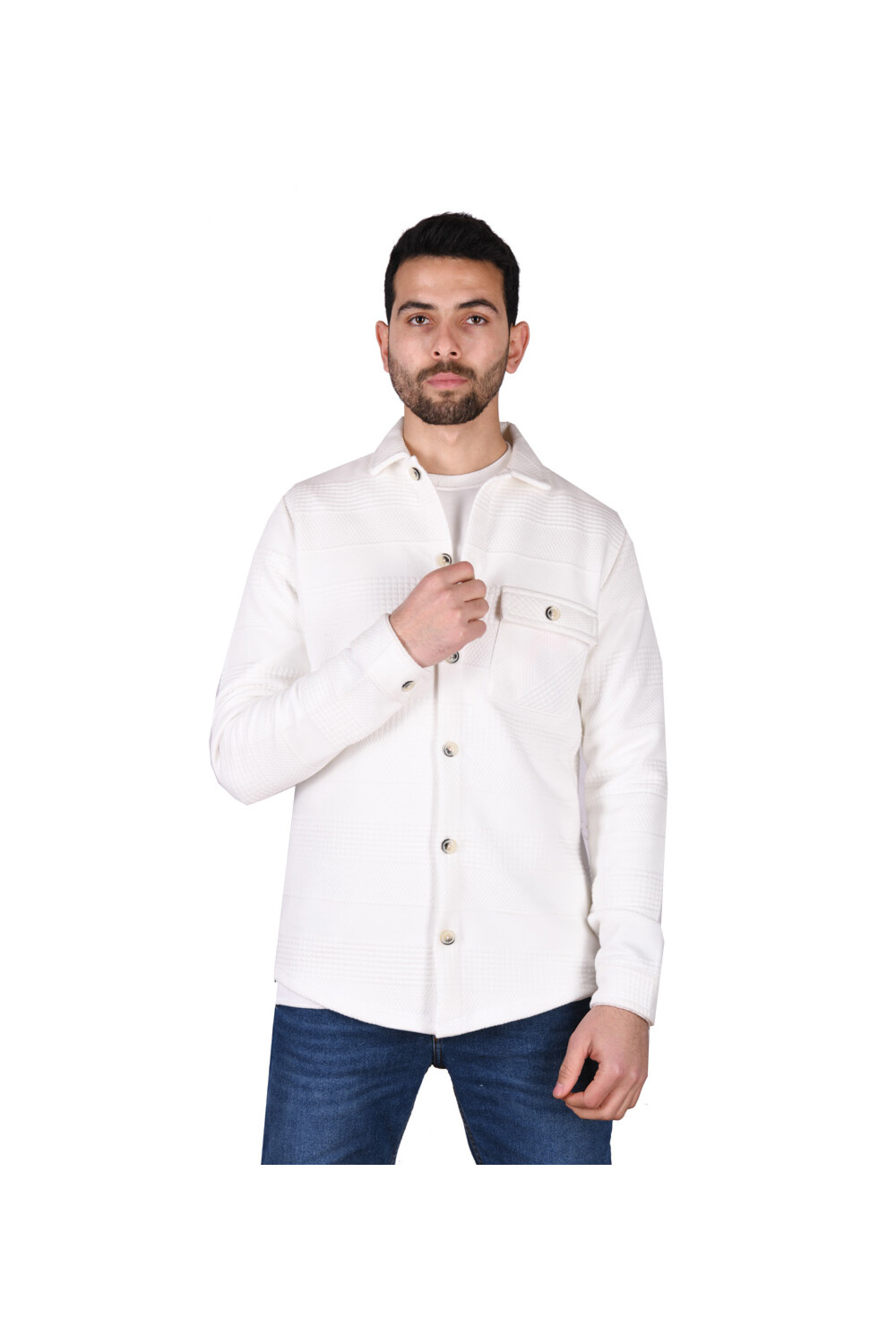 Men's Regular Fit Long Sleeve Front Pocket Wool Shirt