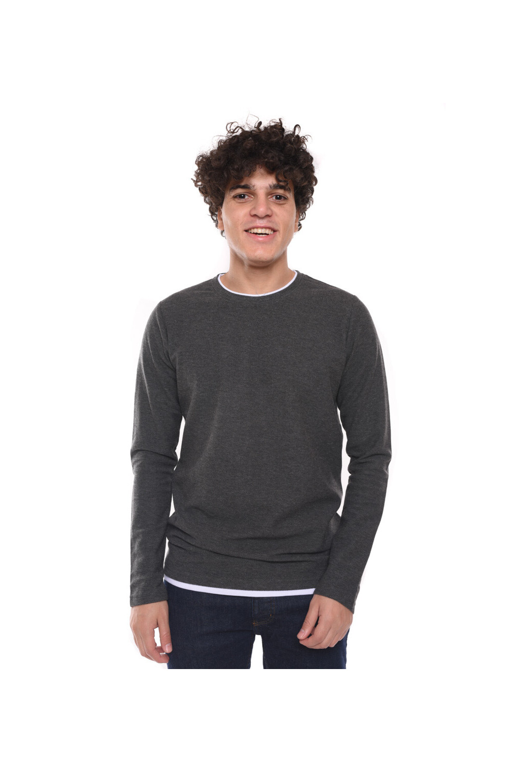 Men's Basic Long Sleeve Cotton Crew Neck T-shirt