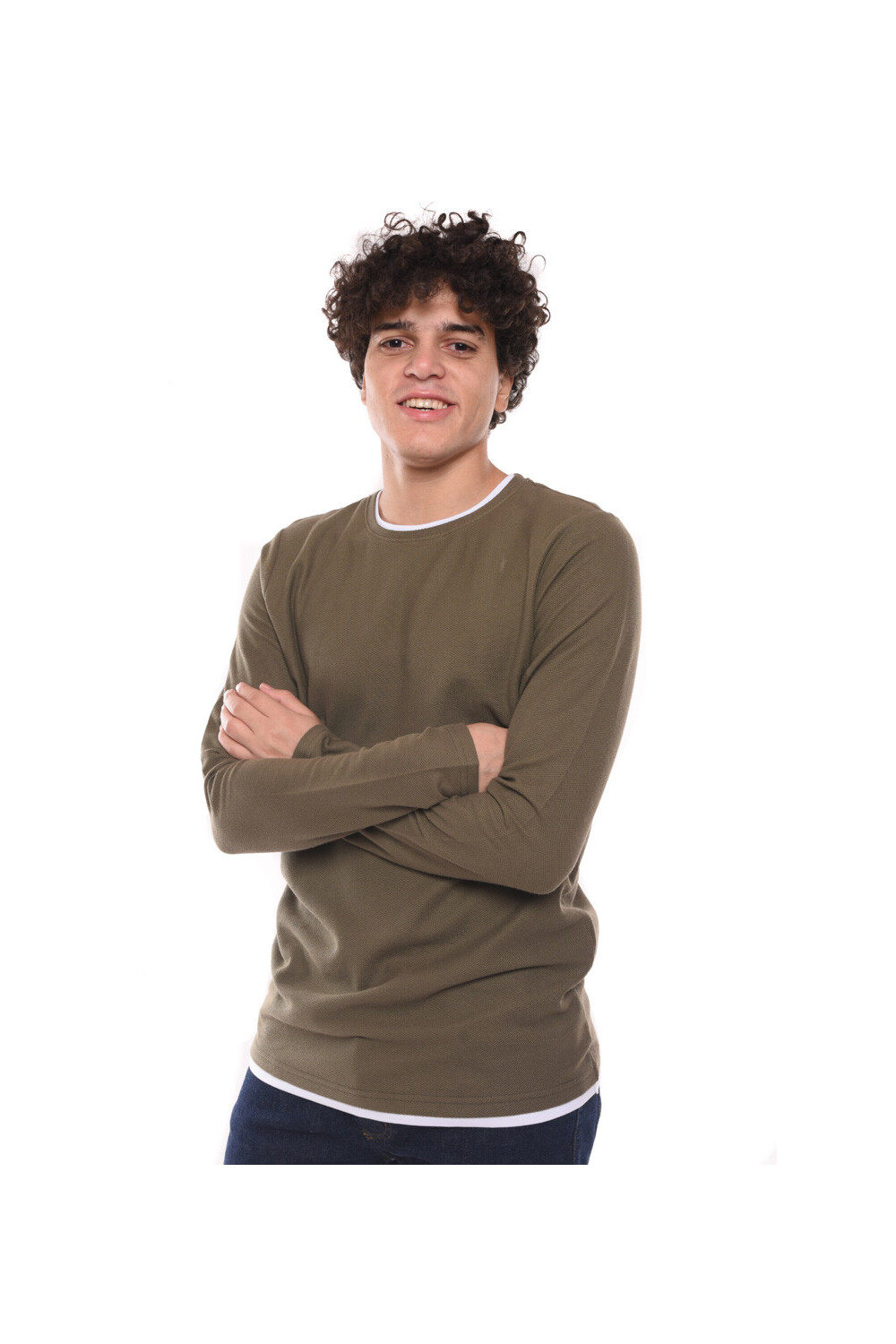 Men's Basic Long Sleeve Cotton Crew Neck T-shirt