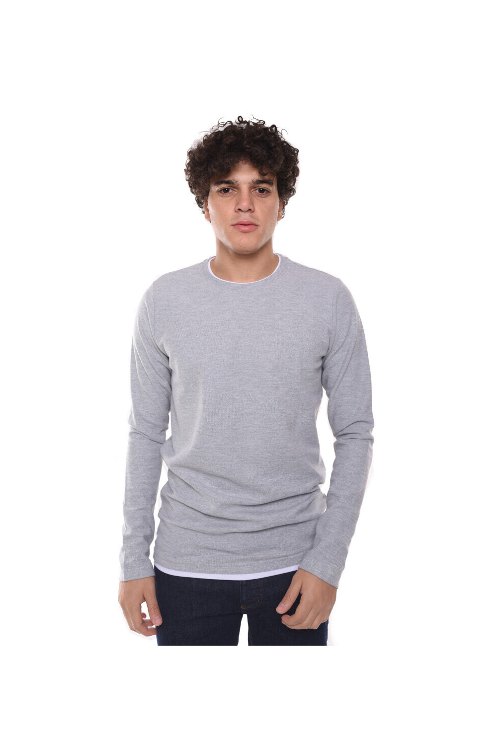 Men's Basic Long Sleeve Cotton Crew Neck T-shirt