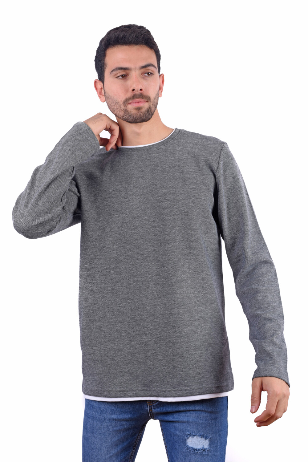 Men's Basic Long Sleeve Cotton Crew Neck T-shirt