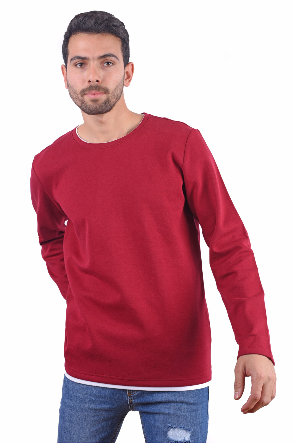 Men's Basic Long Sleeve Cotton Crew Neck T-shirt