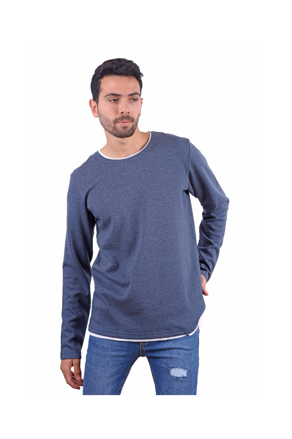 Men's Basic Long Sleeve Cotton Crew Neck T-shirt