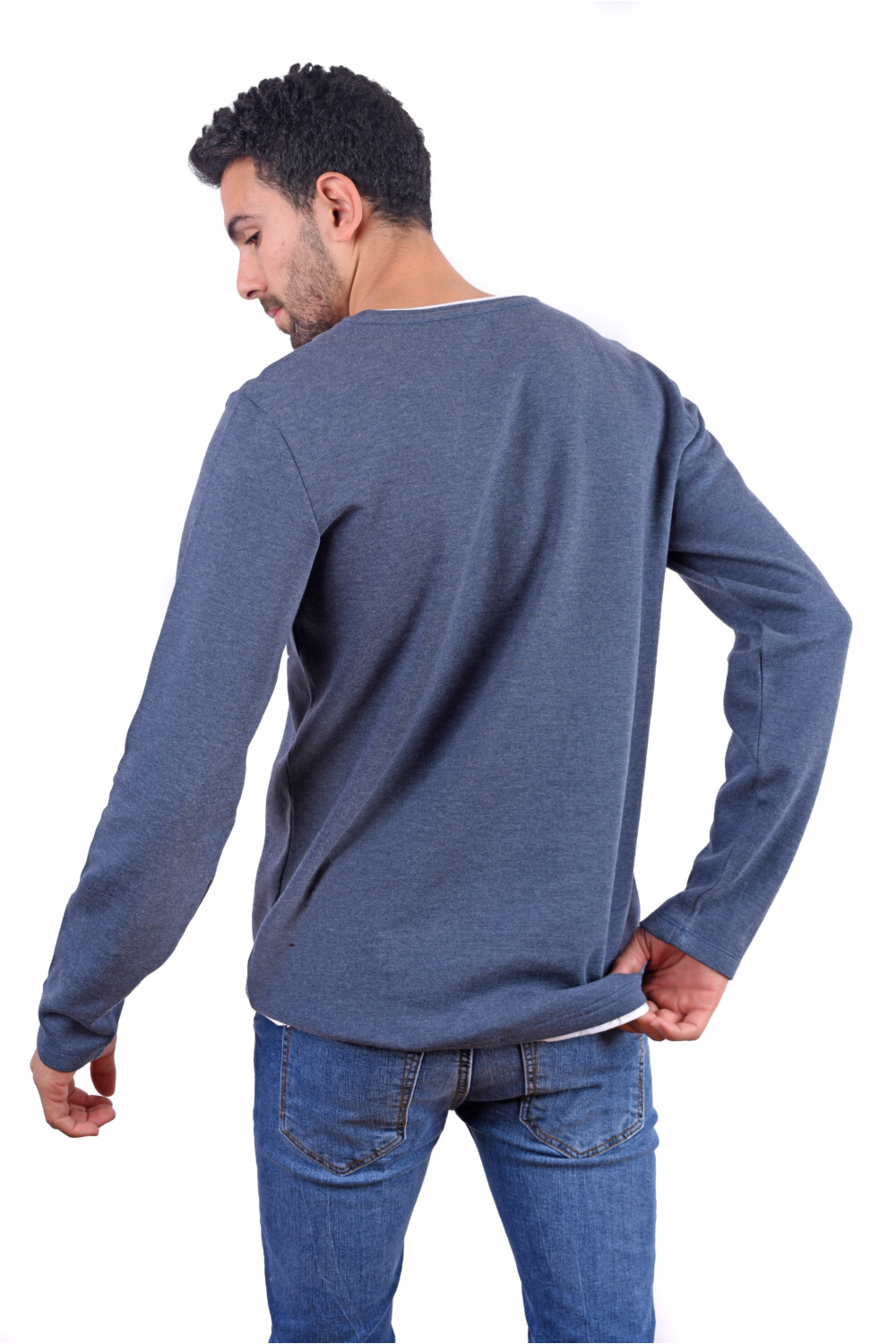 Men's Basic Long Sleeve Cotton Crew Neck T-shirt
