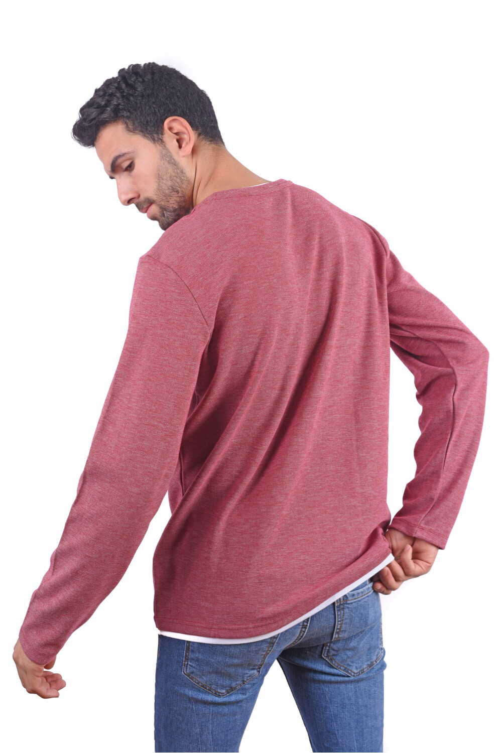 Men's Basic Long Sleeve Cotton Crew Neck T-shirt