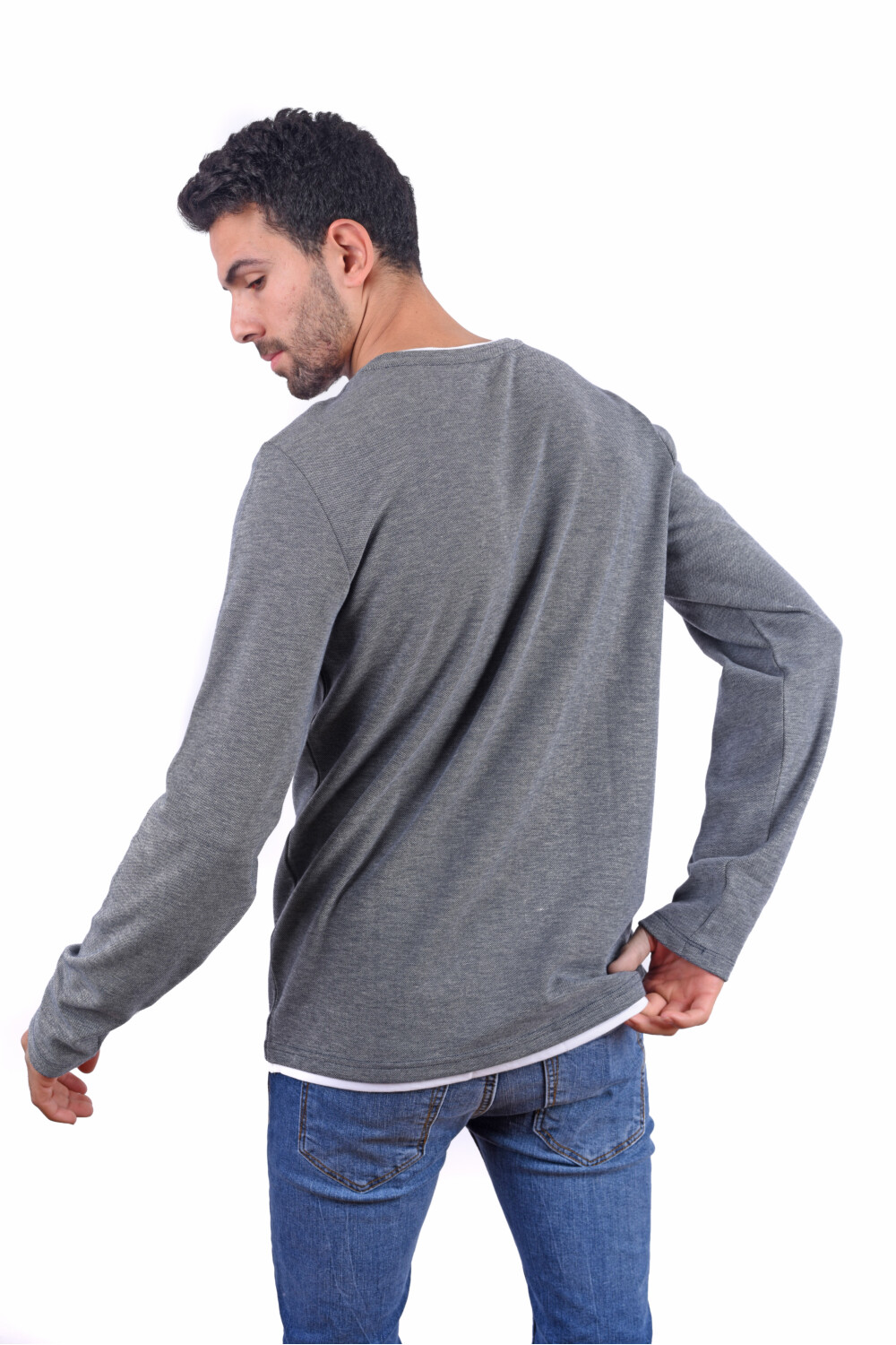 Men's Basic Long Sleeve Cotton Crew Neck T-shirt