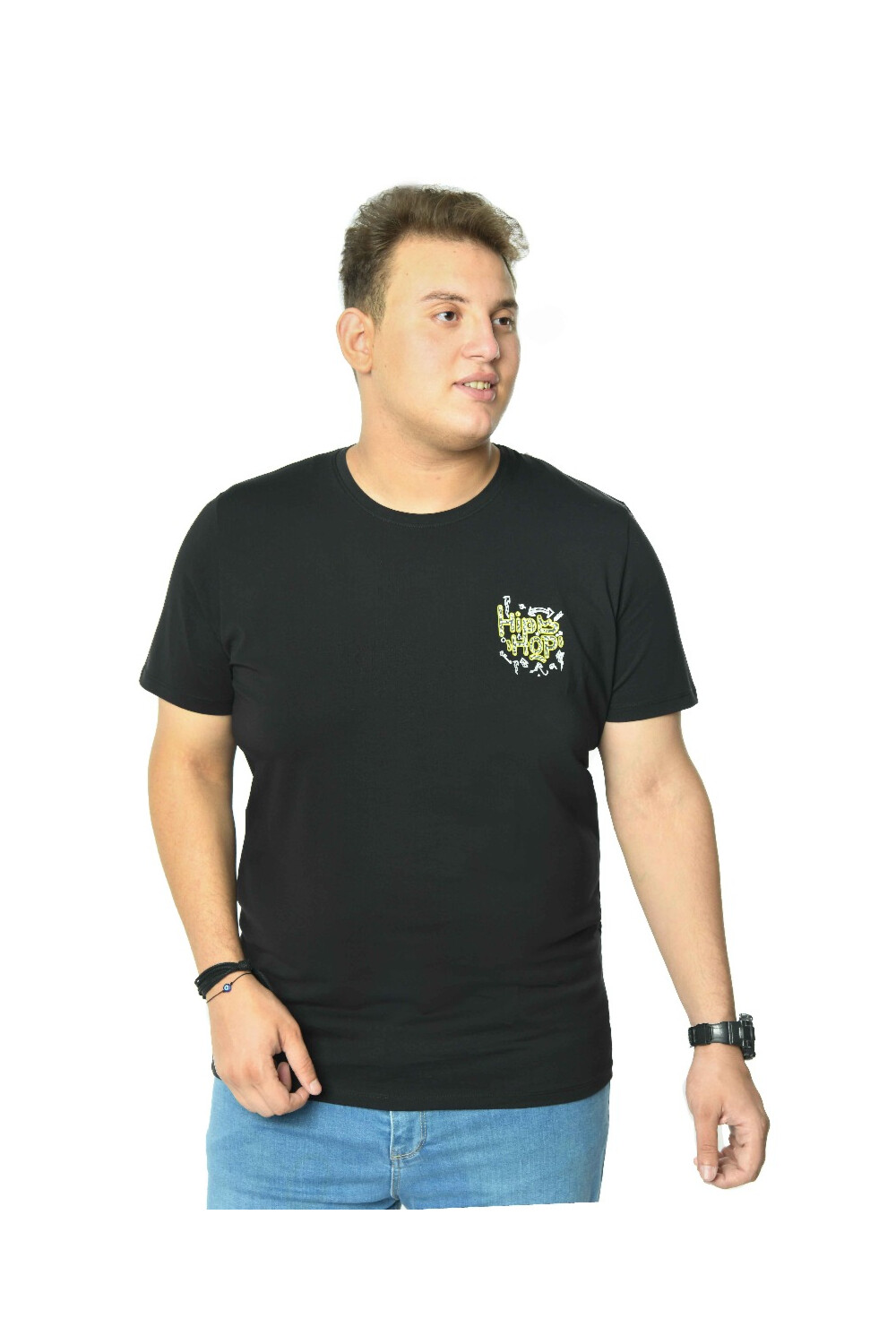 Men's Front & Back Printed Crew Neck Cotton Big Size T-shirt
