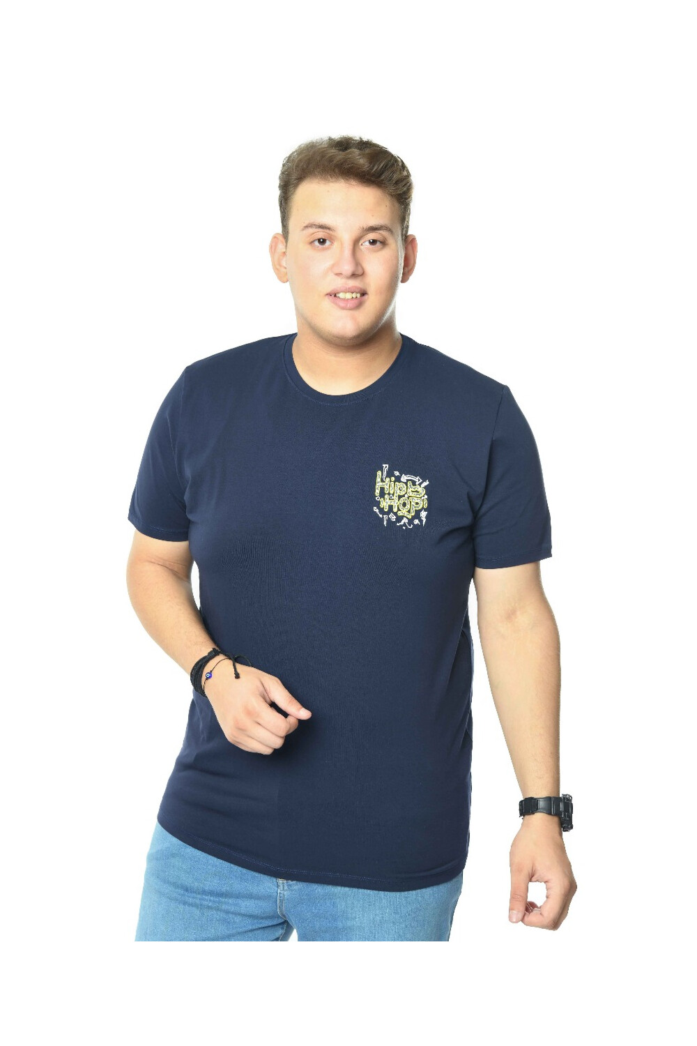 Men's Front & Back Printed Crew Neck Cotton Big Size T-shirt
