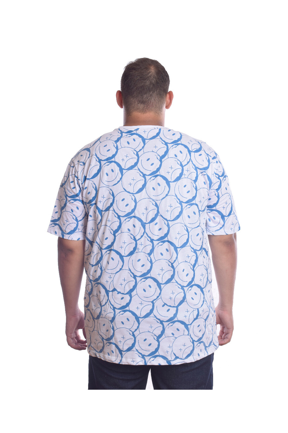 Men's Big Size Full Printed Crew Neck Regular Fit Made Of Cotton T-shirt