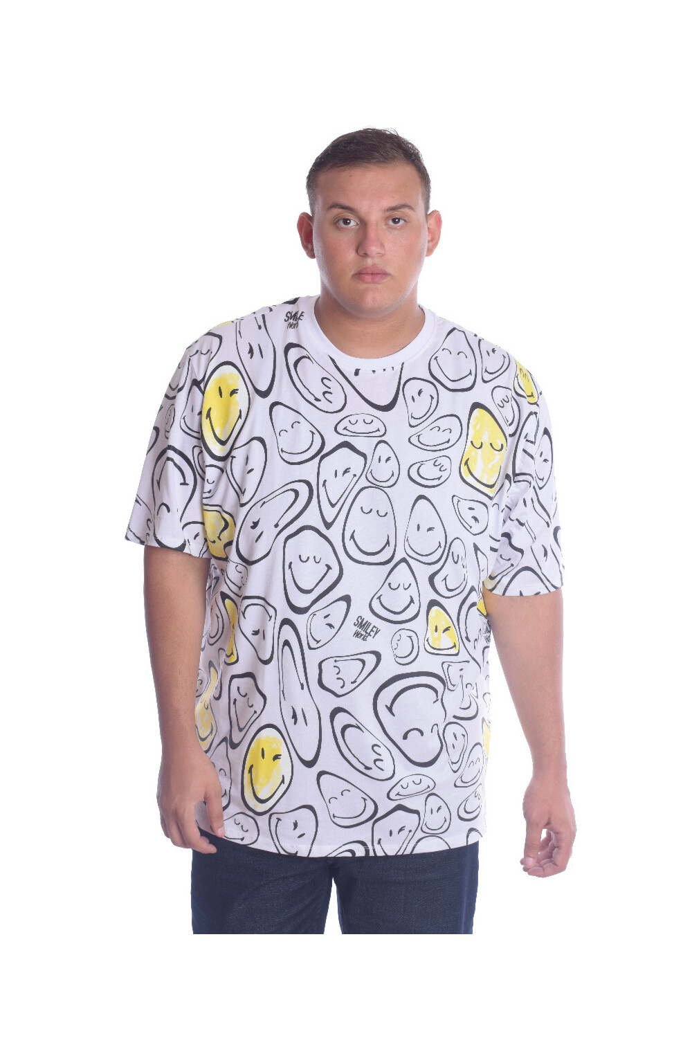Men's Big Size Front Printed Crew Neck Regular Fit Made Of Cotton T-shirt