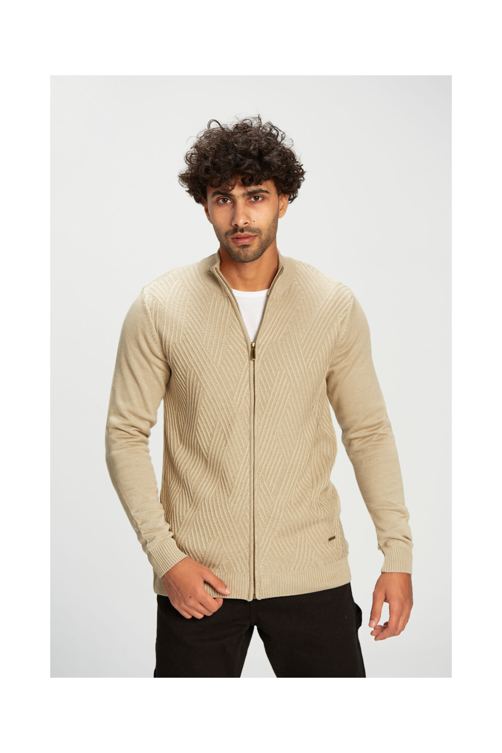 Men's Slim Fit Full Zipper Unique Style Wool Pullover