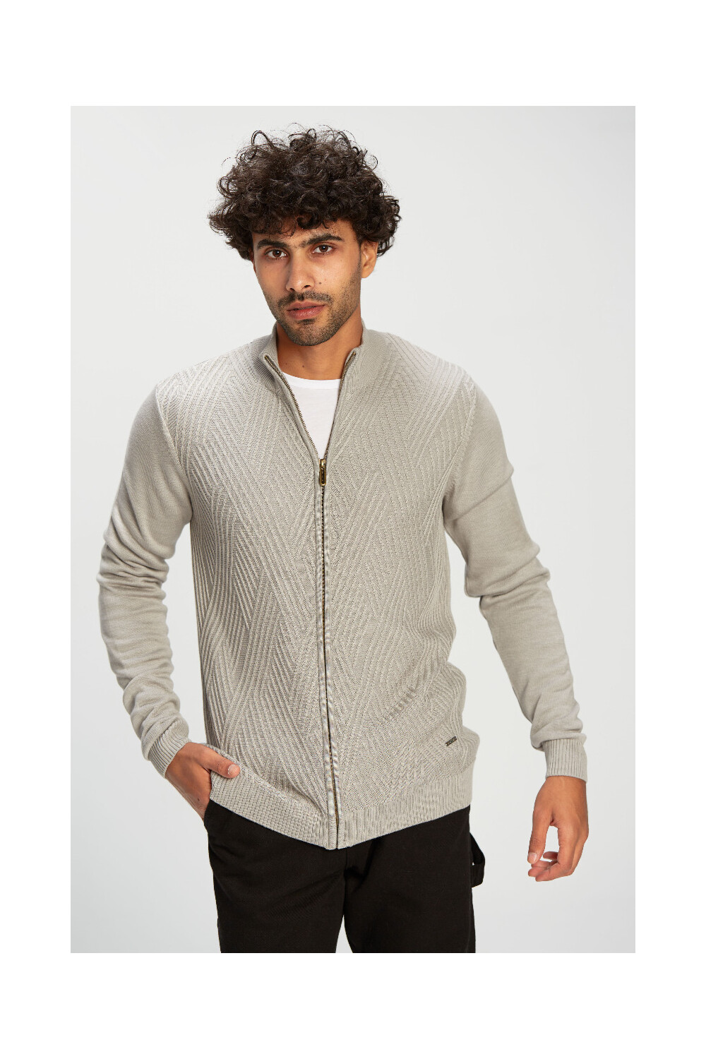 Men's Slim Fit Full Zipper Unique Style Wool Pullover