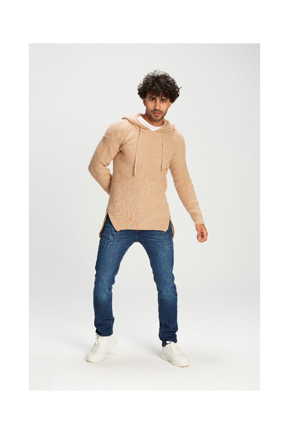 Men's Regular Fit Hooded Full Zipper Unique Style Wool Pullover