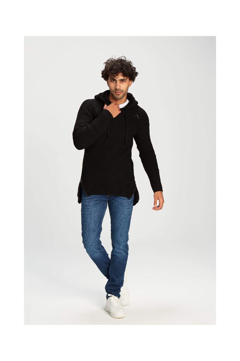 Men's Regular Fit Hooded Full Zipper Unique Style Wool Pullover