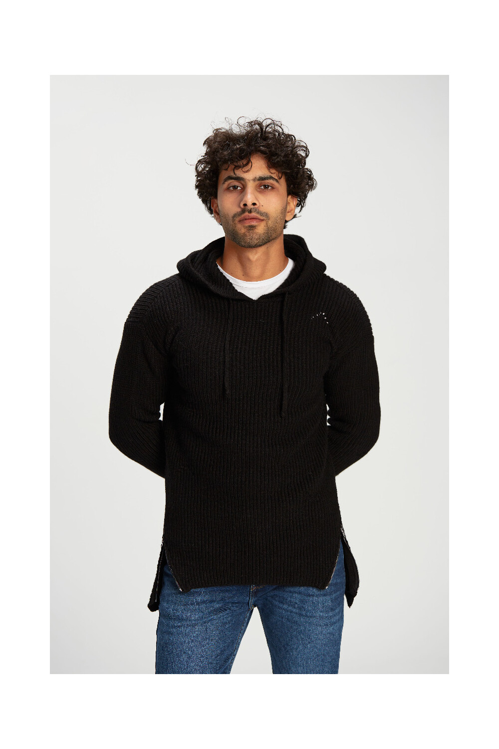 Men's Regular Fit Hooded Full Zipper Unique Style Wool Pullover