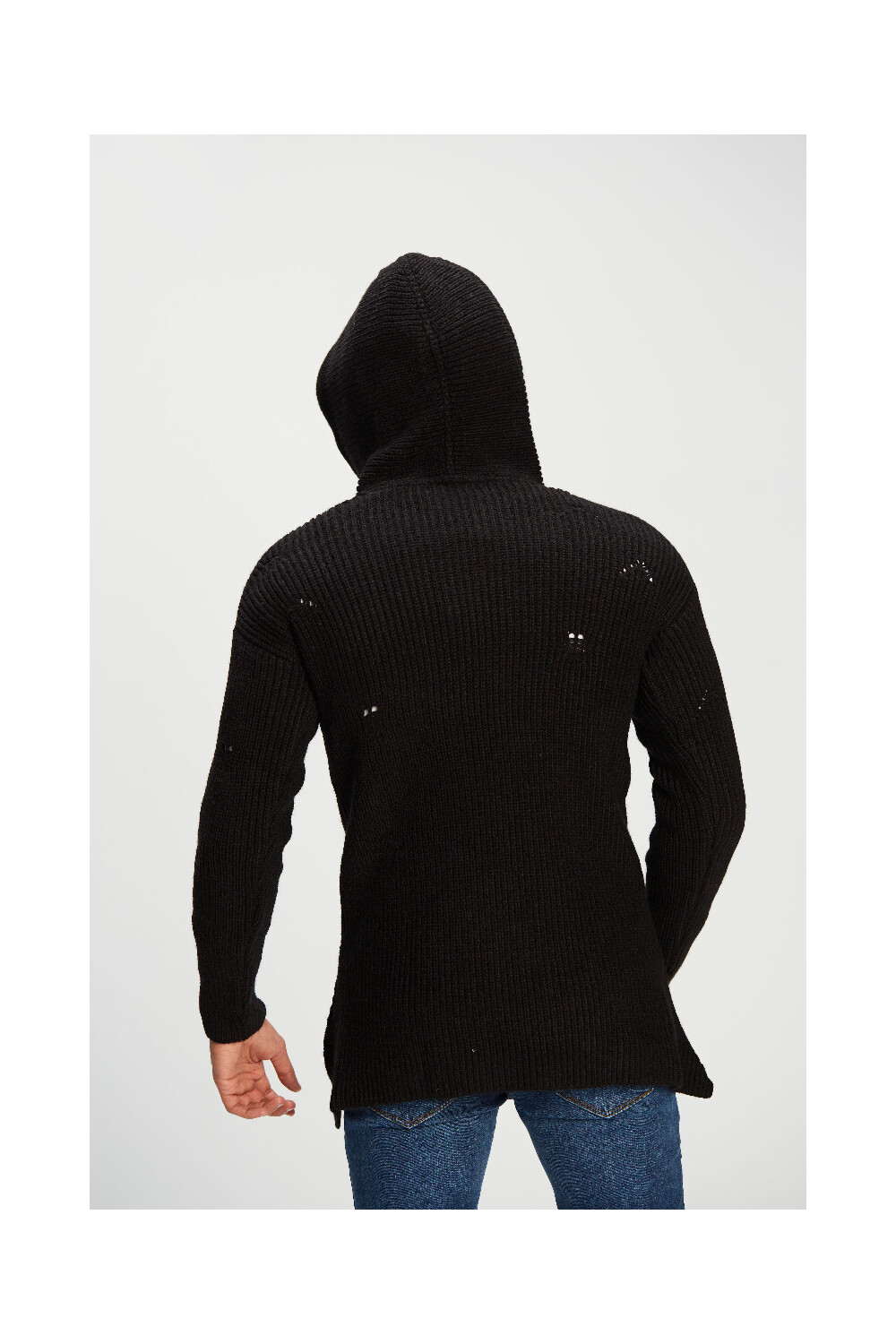Men's Regular Fit Hooded Full Zipper Unique Style Wool Pullover