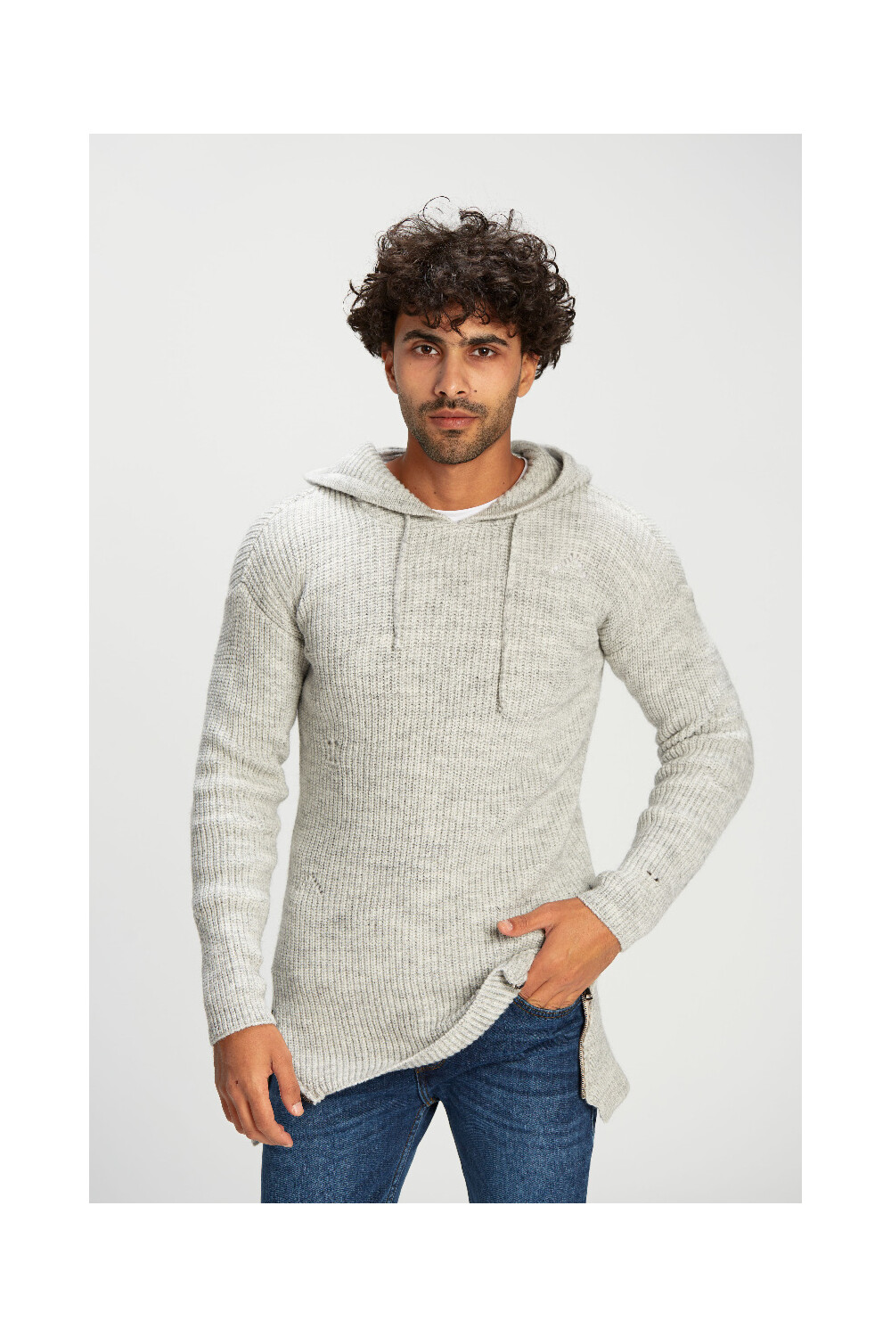 Men's Regular Fit Hooded Full Zipper Unique Style Wool Pullover