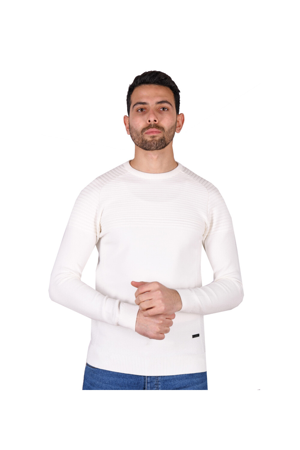 Men's Long Sleeves Rounded Neck Trico Pullovers
