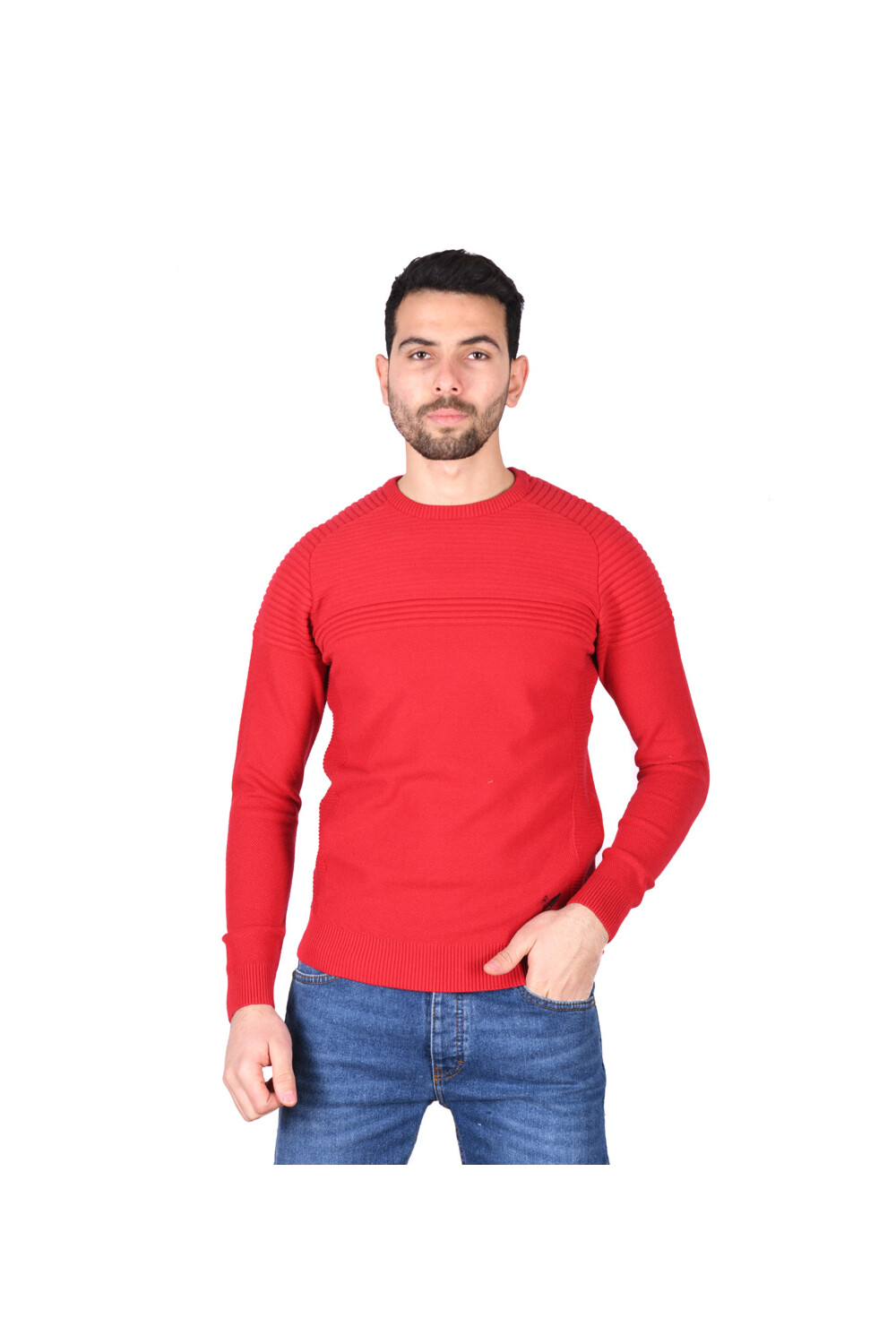 Men's Long Sleeves Rounded Neck Trico Pullovers