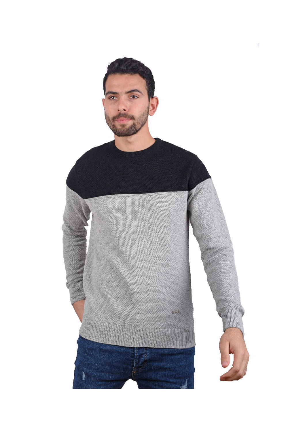Men's Striped Crewneck Pullover With Long Sleeves