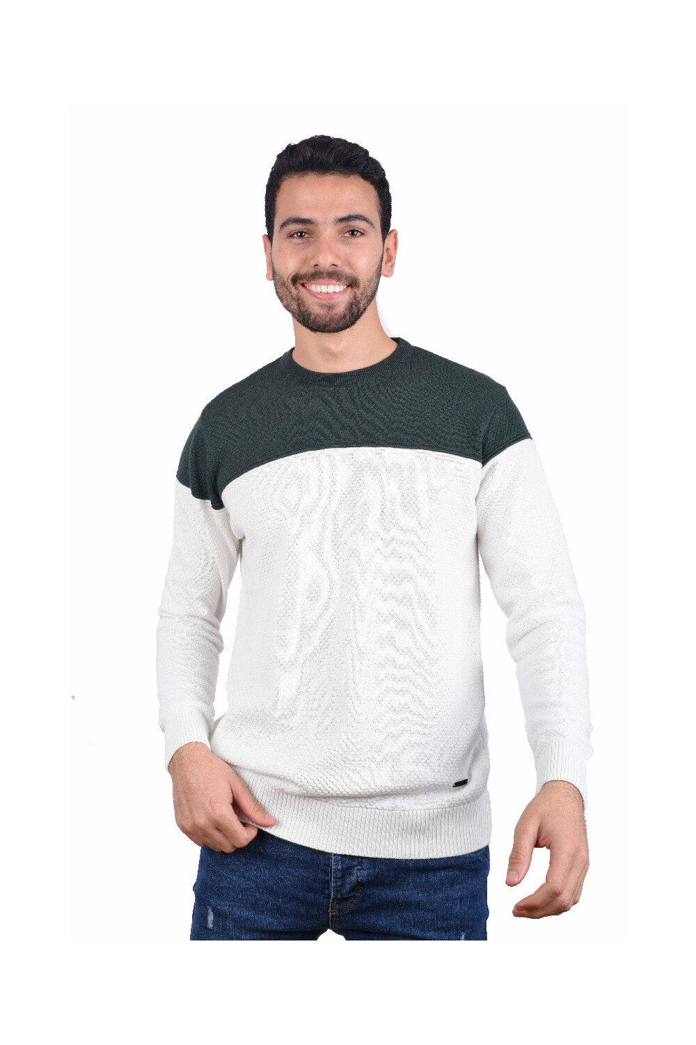 Men's Striped Crewneck Pullover With Long Sleeves